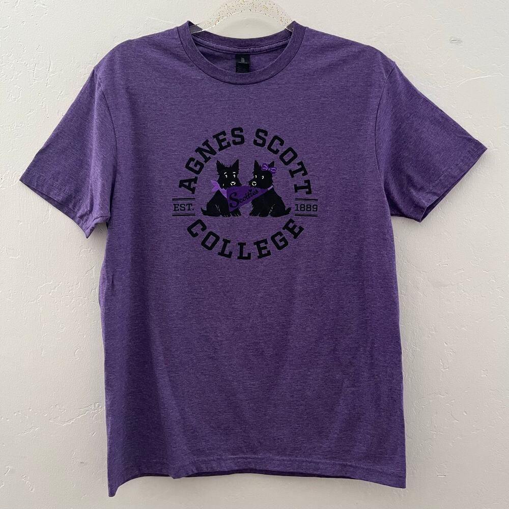 Gildan Agnes Scott College Shirt Medium Purple Scotties Short Sleeve SoftStyle